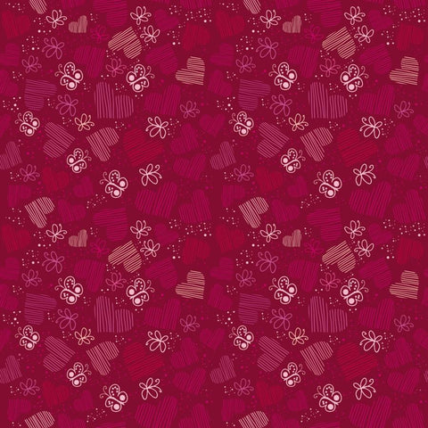 Valentine Photo Backdrop - Butterflies and Hearts on Red Backdrops SoSo Creative 
